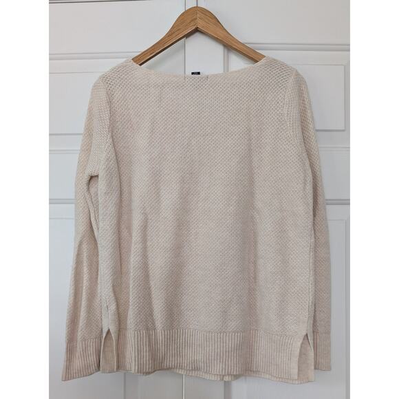 Gap Factory Cream Boat Neck Lightweight Textured Knit Sweater - Picture 6 of 6